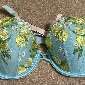Victoria's Secret Blue Bra with Lemon Embroidery